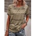 Stripe Print Short Sleeve O  neck Loose Casual T  Shirt For Women