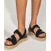 Simple Hiking Sandals Black Knit Fabric