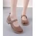 2021 Chocolate Hollow Out Flat Feet Shoes Genuine Leather